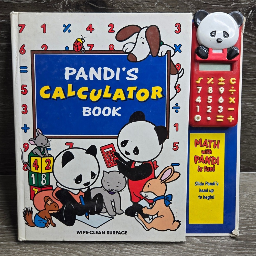 Vintage 1995 Pandi's Calculator Book Oda Taro Electronic Math Wipe Clean Book